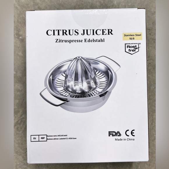Hand Juicer Reamer Rotation Press with Strainer＆10oz Bowl, 2 Pour Spouts NIB - Picture 7 of 7